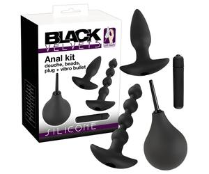 Black Velvets - coffret plug anal vibrant - 4 pièces - silicone noir