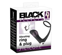Black Velvets Plug anal avec anneau de pénis Noir taille unique