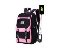 (Black)Waterproof Large Capacity Backpack USB Charging Port Design for Elementary and Middle School