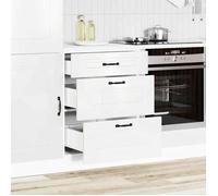 ""Black Week"" Armoire rangement - CLARENCE - Meuble bas de cuisine « Kalmar » Bois d'ingénierie blanc brillant AA703