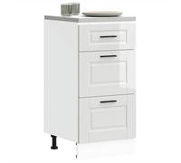 ""Black W rmoire rangement - CLARENCE - Meuble bas de cuisine « Porto » Bois d'ingénierie blanc brillant AA687