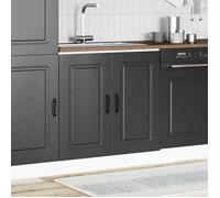 ""Black Week"" Armoire rangement - CLARENCE - Meuble bas pour évier - Kalmar noir 80x46x81,5 cm bois ingénierie AA185