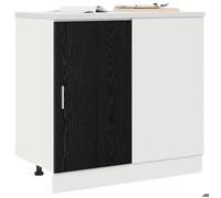 ""Black Week"" Armoire rangement - CLARENCE - Meuble de cuisine d'angle Riga Chêne noir 86x46x81,5 cm AA860