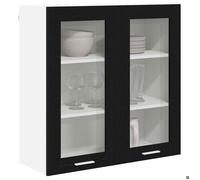 ""Black W rmoire rangement - CLARENCE - Vitrine suspendue - avec étagère -Riga Chêne noir 80x31x80 cm AA998