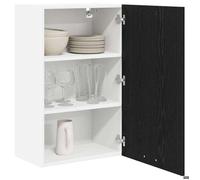 ""Black Week"" Armoire rangement - CLARENCE - Vitrine suspendue - Riga Chêne noir et Blanc 50x31x80 cm AA950