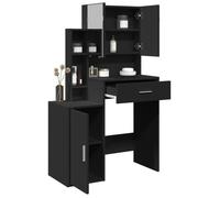 ""Black Week"" Coiffeuse pour Femmes - BURKE - avec armoire - noir 80x35x132 cm - CC203