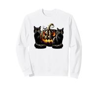 Black White and Orange Halloween Pumpkin Decor for Cat Mom Sweatshirt