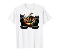 Black White and Orange Halloween Pumpkin Decor for Cat Mom T-Shirt