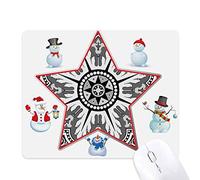 Black White Arabic Style Pattern Christmas Snowman Family Star Mouse Pad