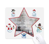 Black White Brick Modern Literature Pattern Christmas Snowman Family Star Mouse Pad
