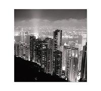 Black White Hong Kong City Skyscrapers Photo Large Wall Art Poster Print Thick Paper 24X24 inch Ville Photographier Mur Impression d'affiches