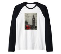 Black & White Retro Real London with Big Ben, London Skyline Manche Raglan