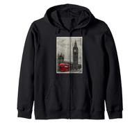 Black & White Retro Real London with Big Ben, London Skyline Sweat à Capuche