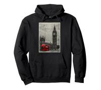 Black & White Retro Real London with Big Ben, London Skyline Sweat à Capuche