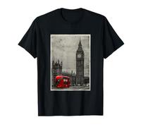 Black & White Retro Real London with Big Ben, London Skyline T-Shirt