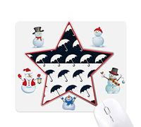 Black White Umbrella Rain Weather Christmas Snowman Family Star Mouse Pad