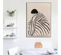 Black & White Woman in Stripes Abstract Flower Canvas Painting Wall Art print Poster for Home Decor mural 40x60cm Frameless
