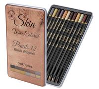 Black Widow Crayons de couleur pour peau foncée Ensemble de crayons de couleur parfaits pour adultes et crayons à dessin pour artistes, ensemble de portraits - Maintenant avec des notes Light Fast