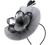 Black - Wig Women's Hibi Wedding Feather Hat With Flowers And Feathers Bandeau Et Pinces À Cheveux Élégants Pour Cocktail Tea Party Evening Ceremony Bridal Hat For Female Girls. Multicolore