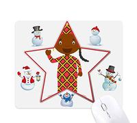 Black Wild Mali Cartoon Christmas Snowman Family Star Mouse Pad