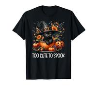 Black Witch Cat Kitten Graphic for Cat Mom Too Cute to Spook T-Shirt