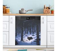 Black Wolf Aimant de lave-vaisselle pour porte avant, grand panneau décoratif en métal pour cuisine, lave-vaisselle, réfrigérateur, autocollant décoratif 58 x 66 cm