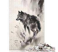 Black Wolf Ink Puzzles Imposible,desafío for Adults Entretenimiento Creativo 1000 Piezas Obra De Arte De Juego De Para Adultos Y Niños 1000pcs (38x26cm)