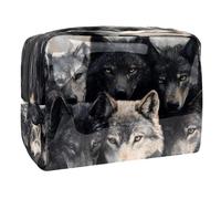 Black Wolves Trousse à maquillage pour femme en PVC avec fermeture éclair, multicolore, 18.5x7.5x13cm/7.3x3x5.1in, Trousse de toilette