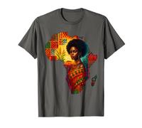 Black Woman Carte Africaine Reine Afro Mélanine Histoire des Noirs T-Shirt