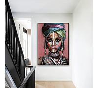 Black Woman Graffiti Wall Art Posters and Prints Abstract African Girl Canvas Paintings Wall Pictures for Bedroom Decor 50x75cm(20x30in) Avec cadre