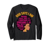 Black Women God Says I Am Precious Forgiven Mélanine Unique Manche Longue