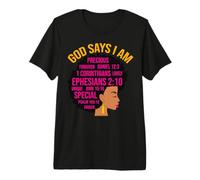 Black Women God Says I Am Precious Forgiven Mélanine Unique T-Shirt Haut de Gamme
