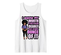 Black Women Strong Knows Her Worth Queen Melanin Girls Citation Débardeur