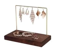 Black Wooden Walnut Jewelry Rack Ring And Earring Nails Organizer Earrings Hanging Bracket Eardrop Holder Shelf Table Display pour Bracelet Montre Élastique