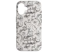 Black Woodland Creatures Toile Ours Lapin Cerf Renard Coque pour iPhone 16