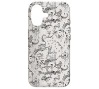 Black Woodland Creatures Toile Ours Lapin Cerf Renard Coque pour iPhone 17