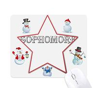 Black Words About Sophomore Christmas Snowman Family Star Mouse Pad