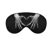 Black Xray Bones Hands Love Heart Pattern Sleep Mask Eye Eyepatch Eyeshade with Elastic Strap Cover Sleeping for Men Women Kids