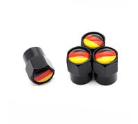 Black4 Pièces/Ensemble Voiture Style Alliage D'aluminium/Cuivre Allemagne Drapeau Voiture Pneu Valve Bouchons Pneus De Roue Tige De Pneu Bouchon D'air Étanche À L'air Nouveau