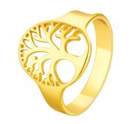 BlackAmazement Bague en acier inoxydable 316L avec motif arbre de vie en argent et or pour homme et femme, Acier inoxydable