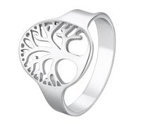 BlackAmazement Bague en acier inoxydable 316L avec motif arbre de vie en argent et or pour homme et femme, Acier inoxydable