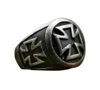 BlackAmazement Bague en acier inoxydable 316L Celtic Triple Iron Cross Noir Finition fer Heavy Metal Biker Homme, Acier inoxydable