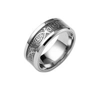 BlackAmazement Bague en acier inoxydable 316L Jésus Ichthys Poisson Christ Or Bleu Argent Noir Homme Femme, acier inoxydable,