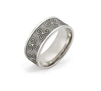 BlackAmazement Bague en acier inoxydable 316L Triskle Triskel symbole ornement argent celte viking femme homme, Acier inoxydable