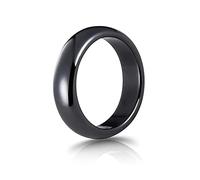 BlackAmazement Bague en hématite avec pierre naturelle minérale noire de 6 mm ronde pour homme et femme, Pierre, Hématite