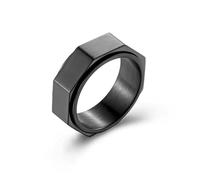 BlackAmazement Bague rotative en acier inoxydable - Hexagone hexagonale - Écrou à vis - Noir, argent, or, motard - Pour homme, Acier inoxydable