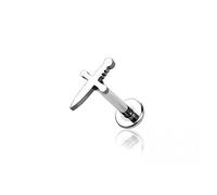 BlackAmazement Boucles d'oreilles labret en acier inoxydable 316L - Tragus Helix Monroe - Dagger - Or argenté - Noir - 6 mm - 8 mm - Pour homme et femme, Acier inoxydable