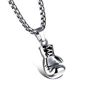 BlackAmazement Chaîne avec Pendentif en Acier Inoxydable 316L Gant de Boxe Boxer 550 mm 3 mm Collier Argent Or Noir Homme (Argent)