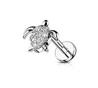 BlackAmazement Clous d'oreilles en acier inoxydable 316L - Labret monroe - Tragus - Tortue - 6 mm - 8 mm - Oxyde de zirconium CZ - Or rose et argent - Pour femme, acier inoxydable, Oxyde de Zirconium