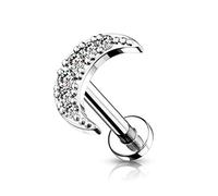 BlackAmazement Clous d'oreilles en acier inoxydable 316L Monroe, tragus, hélix, demi-lune, croissant, faucille croissante, 6 mm, 8 mm, zircone CZ, or rose, argent pour femme, Acier inoxydable, Zircon